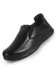 Men Black Genuine Leather Formal Slip-On Loafer Shoes|Superior Comfort and Shock Absorption Memory Cushioned Insole|Broad Feet Lightweight Anti-Skid Sole