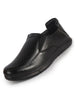 Men Black Genuine Leather Formal Slip-On Loafer Shoes|Superior Comfort and Shock Absorption Memory Cushioned Insole|Broad Feet Lightweight Anti-Skid Sole