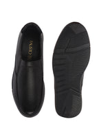 Men Black Genuine Leather Formal Slip-On Loafer Shoes|Superior Comfort and Shock Absorption Memory Cushioned Insole|Broad Feet Lightweight Anti-Skid Sole