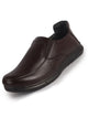 Men Brown Genuine Leather Formal Slip-On Loafer Shoes|Superior Comfort and Shock Absorption Memory Cushioned Insole|Broad Feet Lightweight Anti-Skid Sole