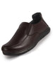 Men Brown Genuine Leather Formal Slip-On Loafer Shoes|Superior Comfort and Shock Absorption Memory Cushioned Insole|Broad Feet Lightweight Anti-Skid Sole