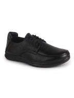 Men Black Genuine Leather Formal Lace Derby Shoes|Shock Absorption Memory Cushioned Insole Comfort|Flexible Fit, Lightweight and Durable Slip Resistant Sole