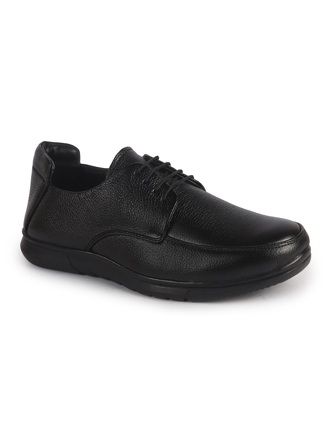 Men Black Genuine Leather Formal Lace Derby Shoes|Shock Absorption Memory Cushioned Insole Comfort|Flexible Fit, Lightweight and Durable Slip Resistant Sole