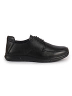 Men Black Genuine Leather Formal Lace Derby Shoes|Shock Absorption Memory Cushioned Insole Comfort|Flexible Fit, Lightweight and Durable Slip Resistant Sole