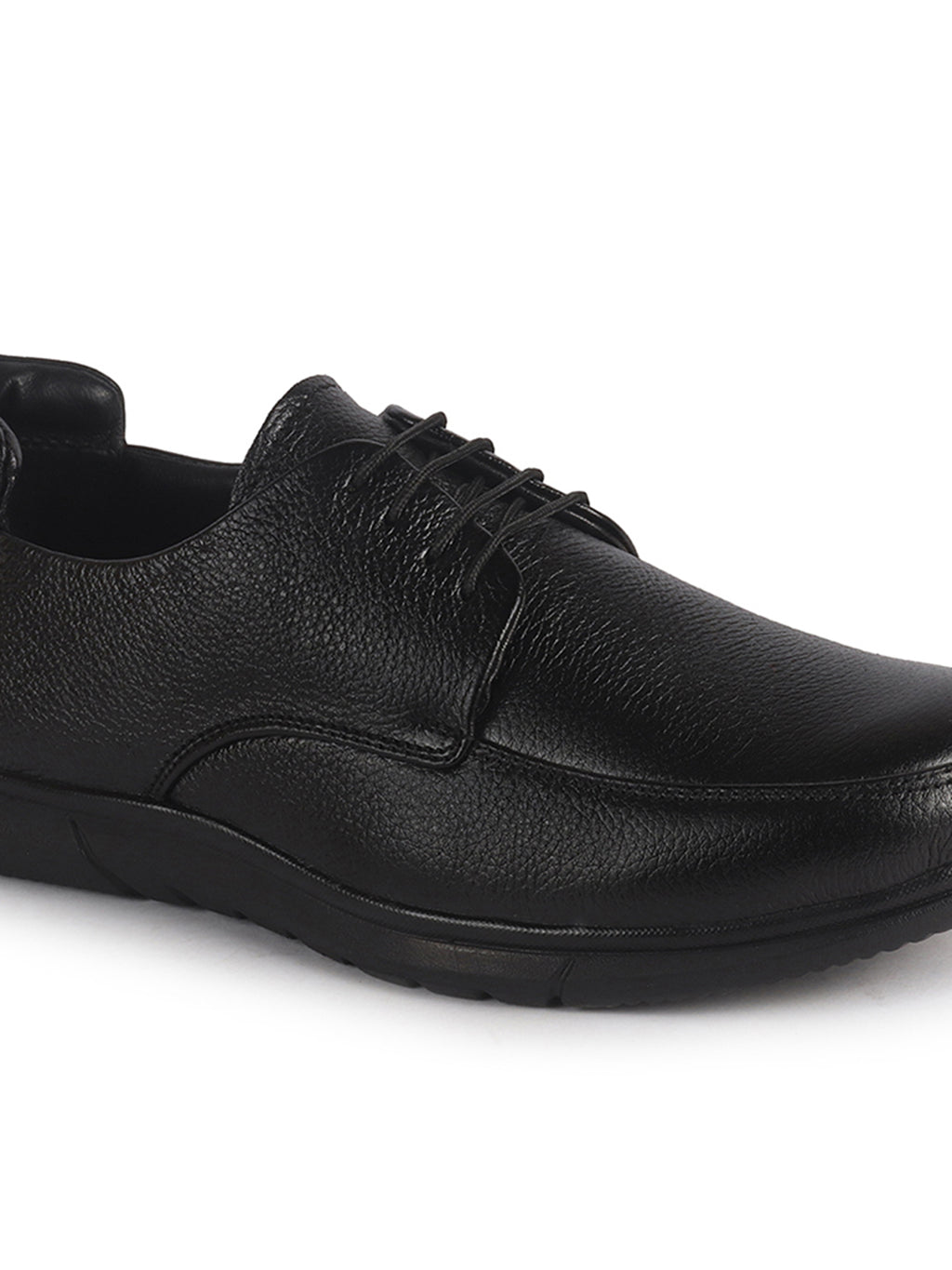 Men Black Genuine Leather Formal Lace Derby Shoes|Shock Absorption Memory Cushioned Insole Comfort|Flexible Fit, Lightweight and Durable Slip Resistant Sole