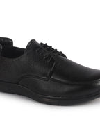 Men Black Genuine Leather Formal Lace Derby Shoes|Shock Absorption Memory Cushioned Insole Comfort|Flexible Fit, Lightweight and Durable Slip Resistant Sole