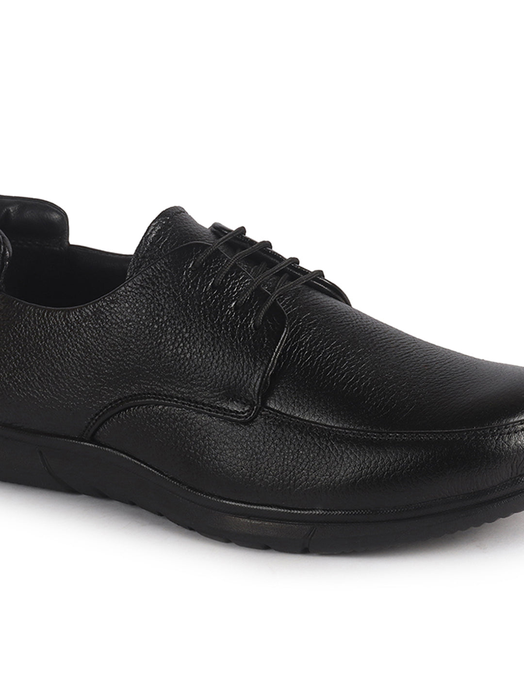 Men Black Genuine Leather Formal Lace Derby Shoes|Shock Absorption Memory Cushioned Insole Comfort|Flexible Fit, Lightweight and Durable Slip Resistant Sole