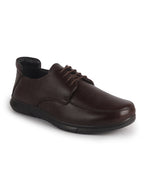 Men Brown Genuine Leather Formal Lace Derby Shoes|Shock Absorption Memory Cushioned Insole Comfort|Flexible Fit, Lightweight and Durable Slip Resistant Sole