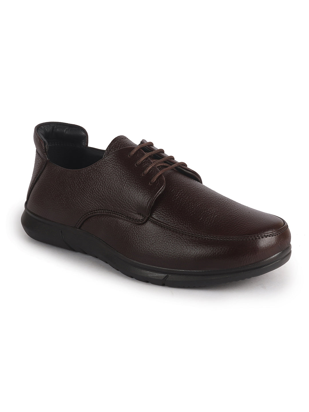 Men Brown Genuine Leather Formal Lace Derby Shoes|Shock Absorption Memory Cushioned Insole Comfort|Flexible Fit, Lightweight and Durable Slip Resistant Sole