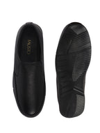 Men Black Genuine Leather Classic Formal Round Toe Slip-On Shoes|Superior Comfort and Shock Absorption Memory Cushioned Insole|Broad Feet Lightweight Anti-Skid EVA Sole