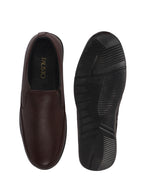 Men Brown Genuine Leather Classic Formal Round Toe Slip-On Shoes|Superior Comfort and Shock Absorption Memory Cushioned Insole|Broad Feet Lightweight Anti-Skid EVA Sole