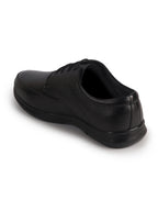 Men Black Genuine Leather Formal Office Textured Lace Up Round Toe Derby Shoes|Memory Cushioned Insole, Flexible Fit, Lightweight and Slip Resistant Sole with Comfort