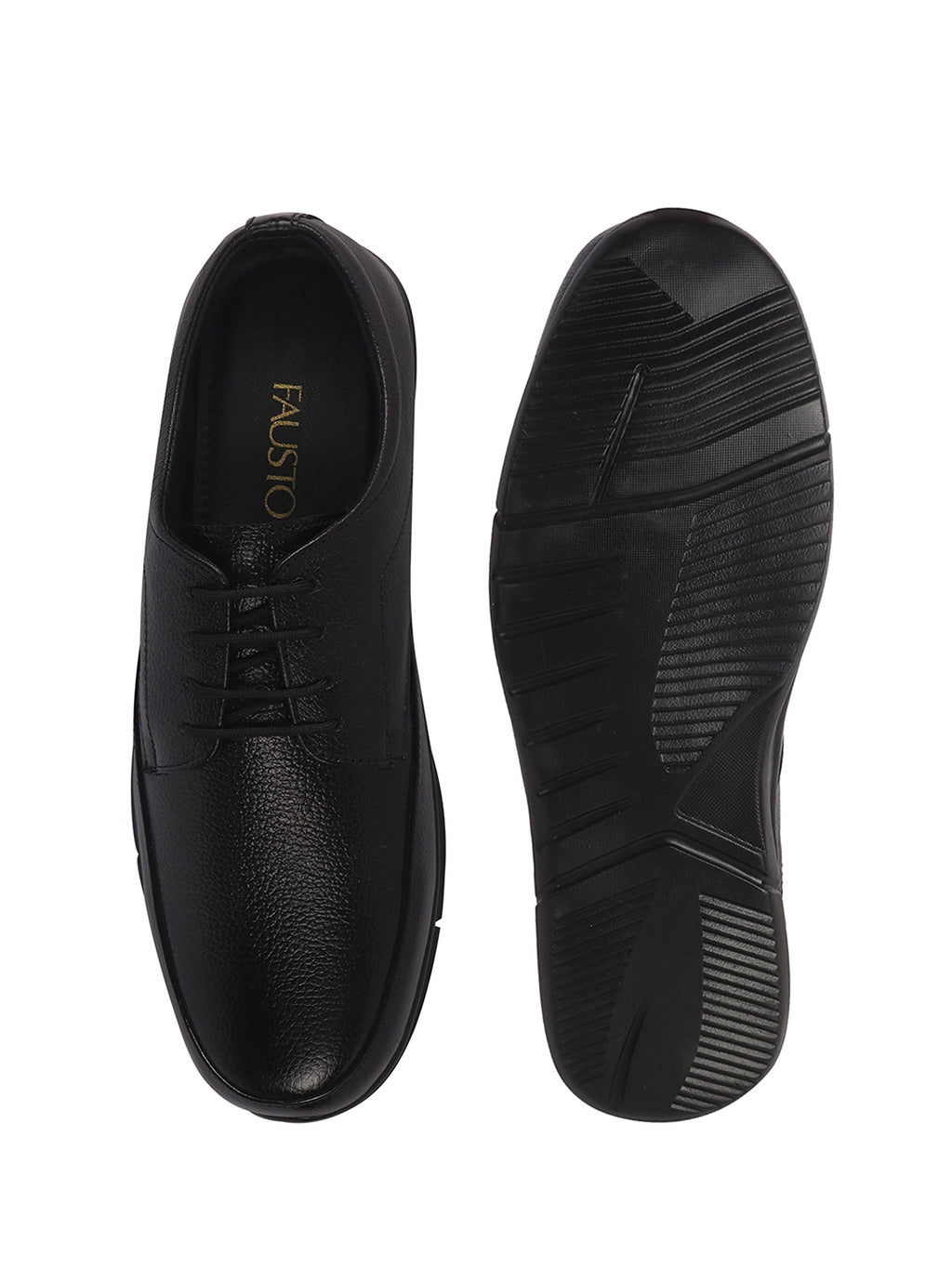 Men Black Genuine Leather Formal Office Textured Lace Up Round Toe Derby Shoes|Memory Cushioned Insole, Flexible Fit, Lightweight and Slip Resistant Sole with Comfort