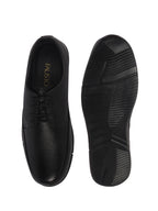 Men Black Genuine Leather Formal Office Textured Lace Up Round Toe Derby Shoes|Memory Cushioned Insole, Flexible Fit, Lightweight and Slip Resistant Sole with Comfort