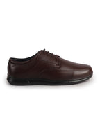 Men Brown Genuine Leather Formal Office Textured Lace Up Round Toe Derby Shoes|Memory Cushioned Insole, Flexible Fit, Lightweight and Slip Resistant Sole with Comfort