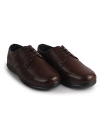 Men Brown Genuine Leather Formal Office Textured Lace Up Round Toe Derby Shoes|Memory Cushioned Insole, Flexible Fit, Lightweight and Slip Resistant Sole with Comfort