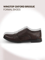 Men Brown Genuine Leather Formal Wingtip Lace Up Brogue Shoes|Evening Party, Event, Wedding Tuxedo Oxford Shoe|Memory Cushioned Insole For All Day Comfort