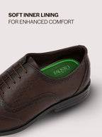 Men Brown Genuine Leather Formal Wingtip Lace Up Brogue Shoes|Evening Party, Event, Wedding Tuxedo Oxford Shoe|Memory Cushioned Insole For All Day Comfort