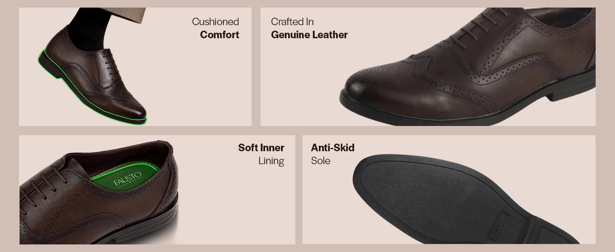 Men Brown Genuine Leather Formal Wingtip Lace Up Brogue Shoes|Evening Party, Event, Wedding Tuxedo Oxford Shoe|Memory Cushioned Insole For All Day Comfort