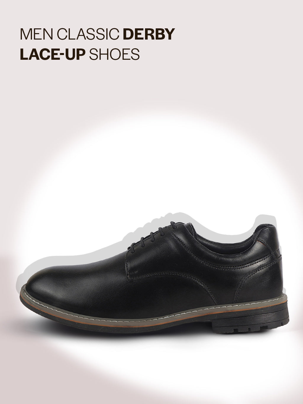 Men Black Formal Lace Up Derby Shoes|TPR Welted Sole for Optimal Traction Grip|Round Toe Shoe with Comfort for Office, Meeting, Travel, Events