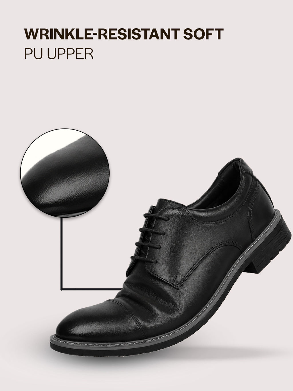 Men Black Formal Lace Up Derby Shoes|TPR Welted Sole for Optimal Traction Grip|Round Toe Shoe with Comfort for Office, Meeting, Travel, Events