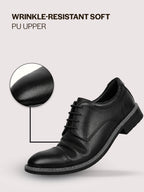 Men Black Formal Lace Up Derby Shoes|TPR Welted Sole for Optimal Traction Grip|Round Toe Shoe with Comfort for Office, Meeting, Travel, Events