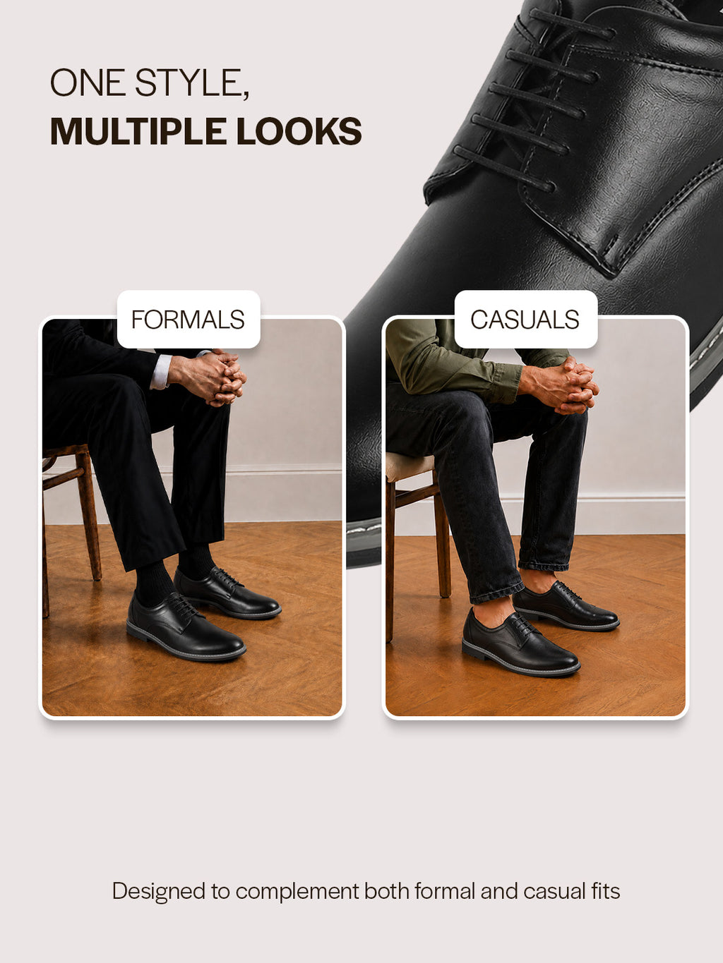 Men Black Formal Lace Up Derby Shoes|TPR Welted Sole for Optimal Traction Grip|Round Toe Shoe with Comfort for Office, Meeting, Travel, Events