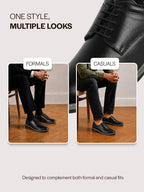 Men Black Formal Lace Up Derby Shoes|TPR Welted Sole for Optimal Traction Grip|Round Toe Shoe with Comfort for Office, Meeting, Travel, Events