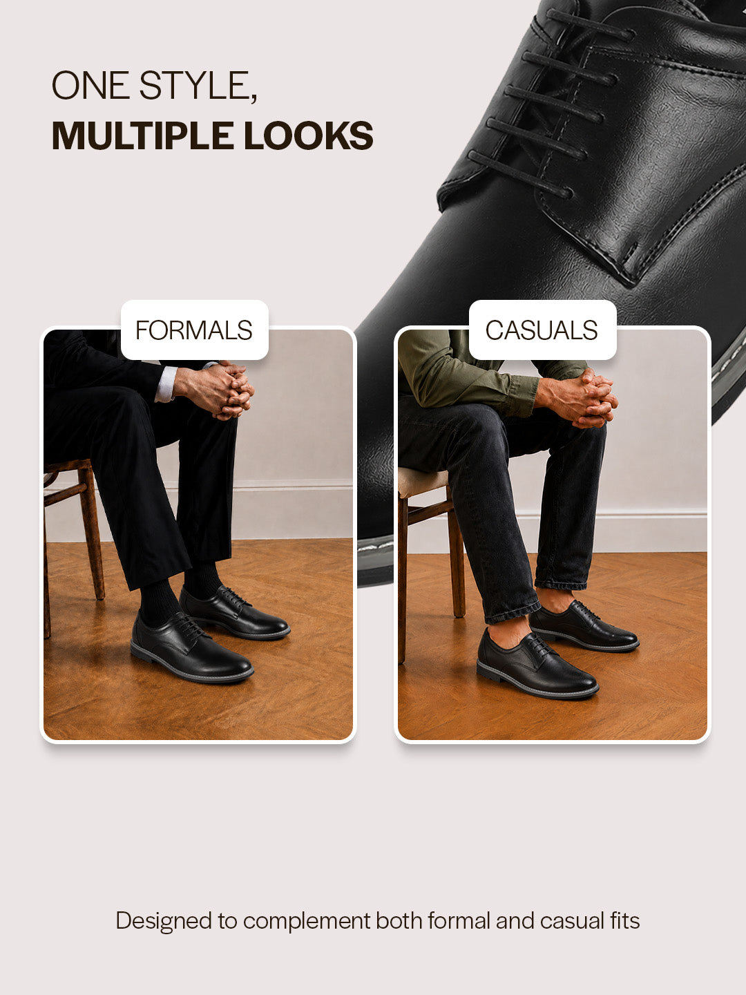 Men Black Formal Lace Up Derby Shoes|TPR Welted Sole for Optimal Traction Grip|Round Toe Shoe with Comfort for Office, Meeting, Travel, Events