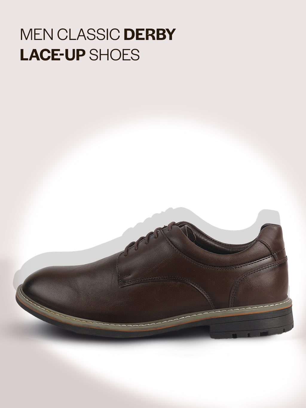 Men Brown Formal Lace Up Derby Shoes|TPR Welted Sole for Optimal Traction Grip|Round Toe Shoe with Comfort for Office, Meeting, Travel, Events