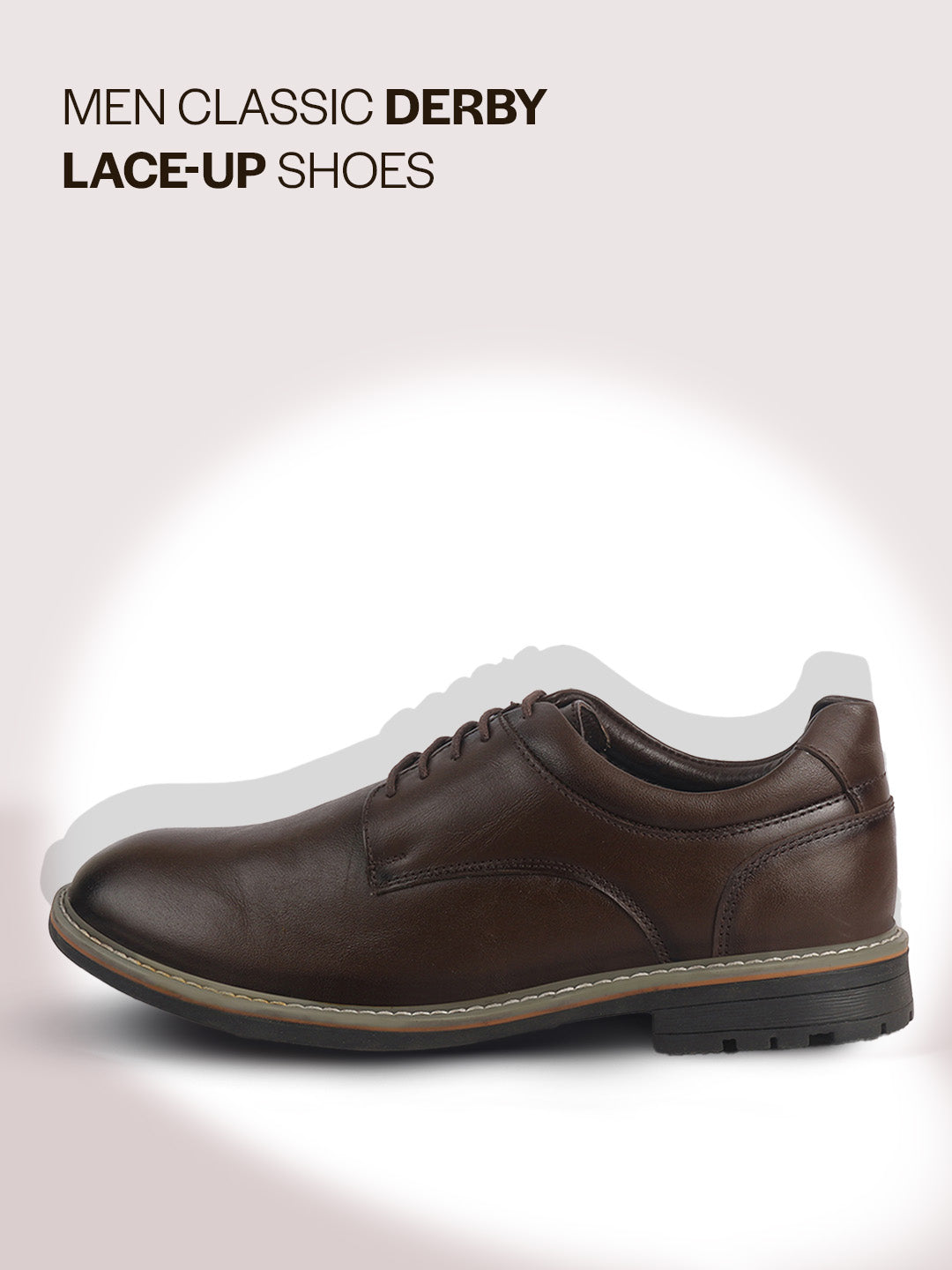 Men Brown Formal Lace Up Derby Shoes|TPR Welted Sole for Optimal Traction Grip|Round Toe Shoe with Comfort for Office, Meeting, Travel, Events