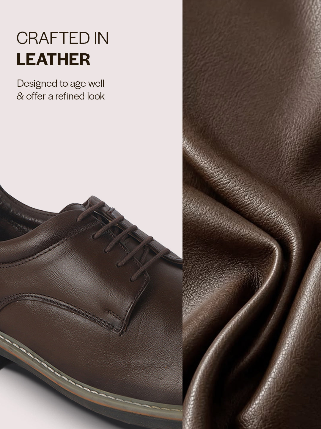 FAUSTO Men Brown Genuine Leather Formal Lace Up Derby Shoes|TPR Welted Sole for Optimal Traction Grip|Round Toe Shoe with Comfort for Office, Meeting, Travel, Events