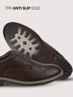 Men Brown Formal Lace Up Derby Shoes|TPR Welted Sole for Optimal Traction Grip|Round Toe Shoe with Comfort for Office, Meeting, Travel, Events