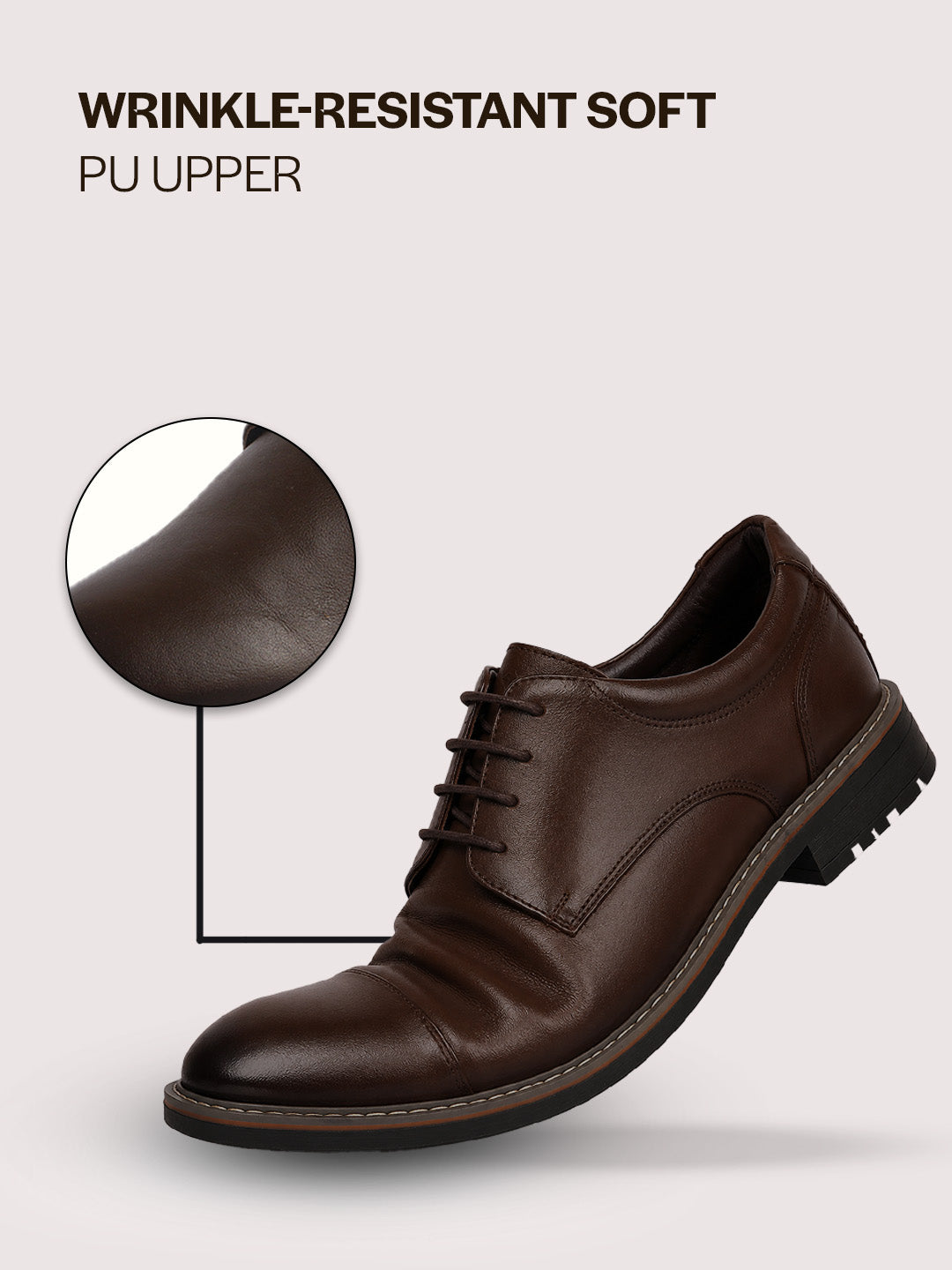 Men Brown Formal Lace Up Derby Shoes|TPR Welted Sole for Optimal Traction Grip|Round Toe Shoe with Comfort for Office, Meeting, Travel, Events