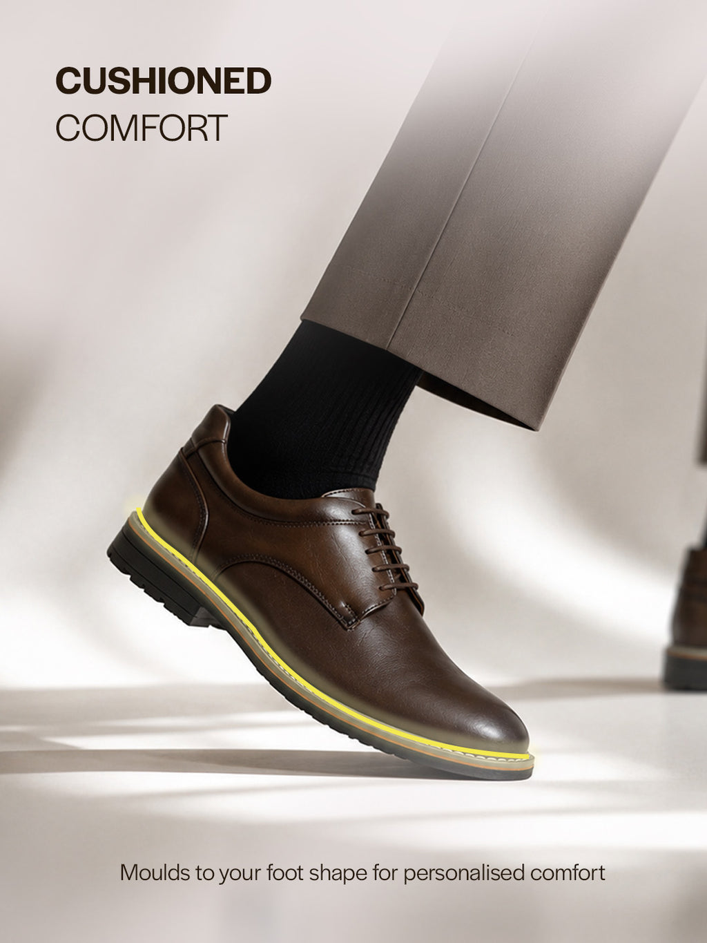Men Brown Formal Lace Up Derby Shoes|TPR Welted Sole for Optimal Traction Grip|Round Toe Shoe with Comfort for Office, Meeting, Travel, Events