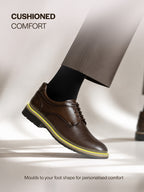 Men Brown Formal Lace Up Derby Shoes|TPR Welted Sole for Optimal Traction Grip|Round Toe Shoe with Comfort for Office, Meeting, Travel, Events