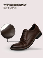 FAUSTO Men Brown Genuine Leather Formal Lace Up Derby Shoes|TPR Welted Sole for Optimal Traction Grip|Round Toe Shoe with Comfort for Office, Meeting, Travel, Events