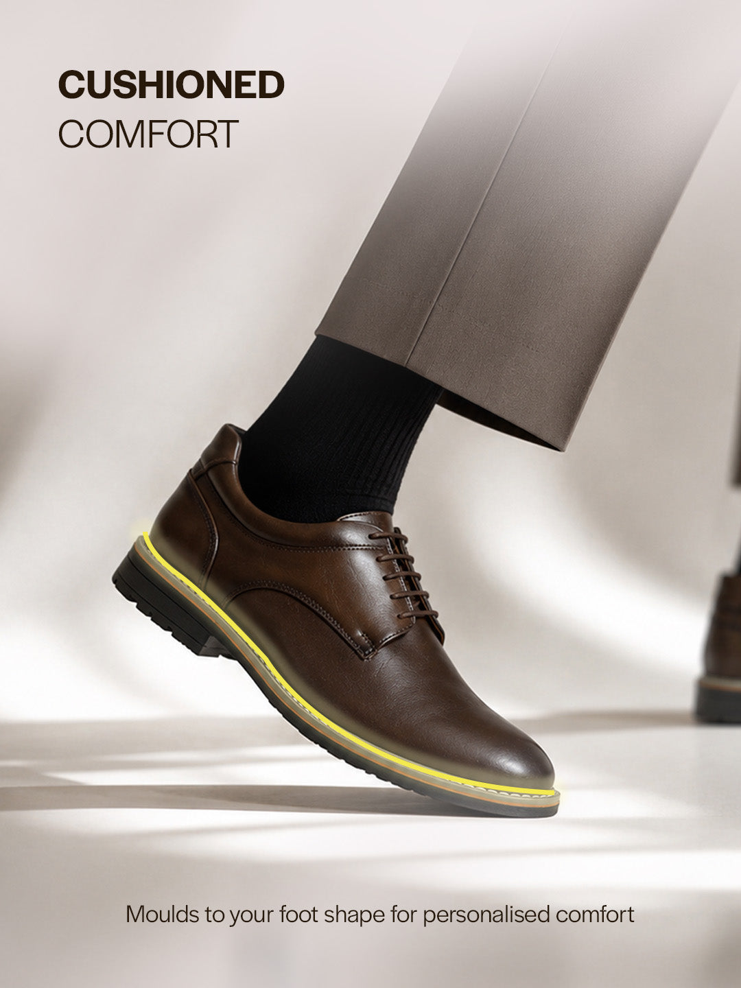 FAUSTO Men Brown Genuine Leather Formal Lace Up Derby Shoes|TPR Welted Sole for Optimal Traction Grip|Round Toe Shoe with Comfort for Office, Meeting, Travel, Events