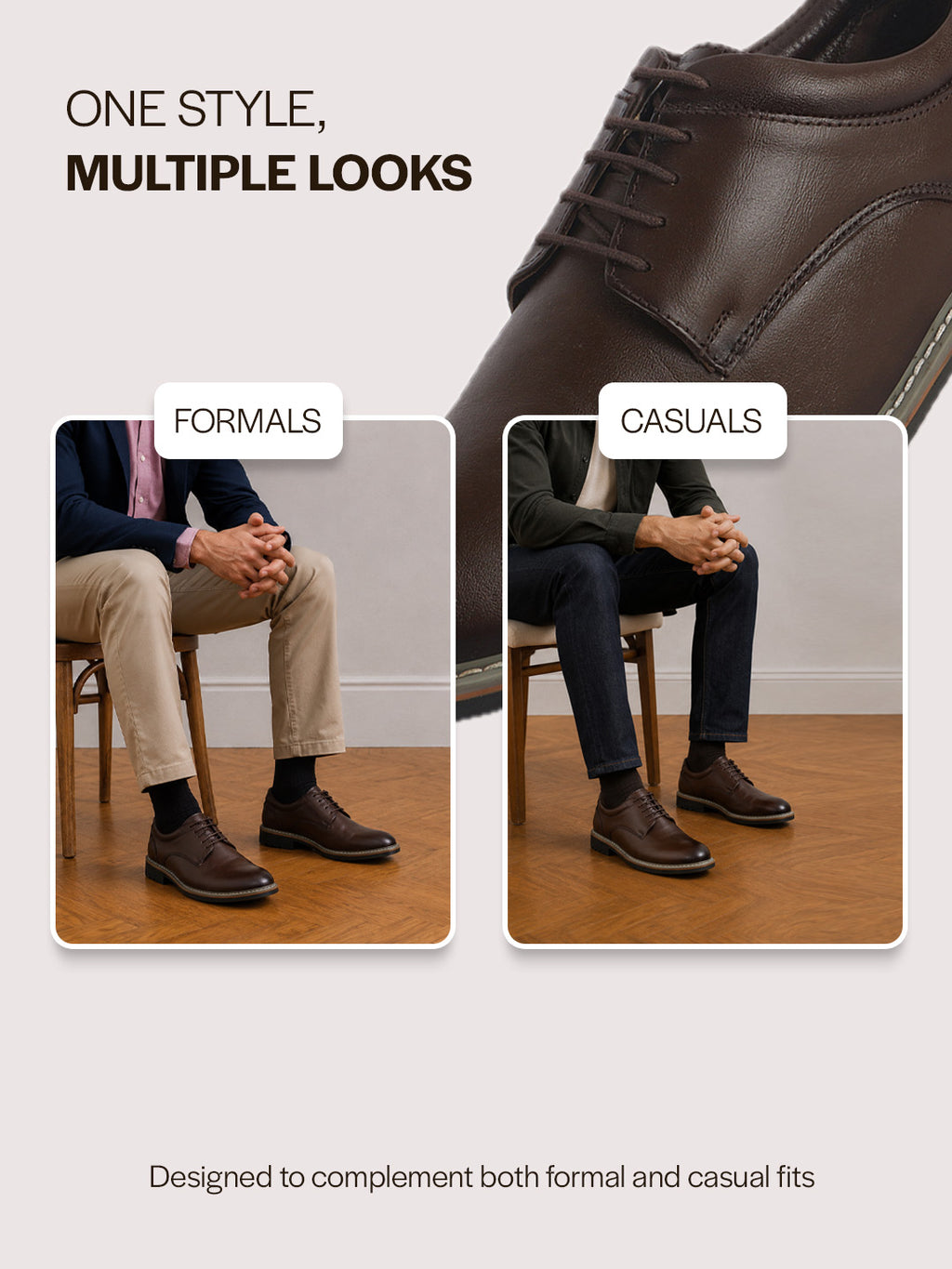 Men Brown Formal Lace Up Derby Shoes|TPR Welted Sole for Optimal Traction Grip|Round Toe Shoe with Comfort for Office, Meeting, Travel, Events