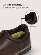 FAUSTO Men Brown Genuine Leather Formal Lace Up Derby Shoes|TPR Welted Sole for Optimal Traction Grip|Round Toe Shoe with Comfort for Office, Meeting, Travel, Events