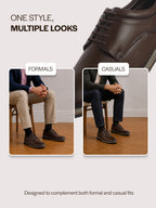 FAUSTO Men Brown Genuine Leather Formal Lace Up Derby Shoes|TPR Welted Sole for Optimal Traction Grip|Round Toe Shoe with Comfort for Office, Meeting, Travel, Events
