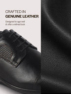 Men Black Genuine Leather Cap Toe Formal Textured Lace Up Oxford Shoes|Anti Skid TPR Sole for All Day Long|Tuxedo Classic Brogue Shoe for Office, Wedding, Travel, Events