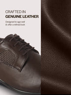 Men Brown Genuine Leather Cap Toe Formal Textured Lace Up Oxford Shoes|Anti Skid TPR Sole for All Day Long|Tuxedo Classic Brogue Shoe for Office, Wedding, Travel, Events