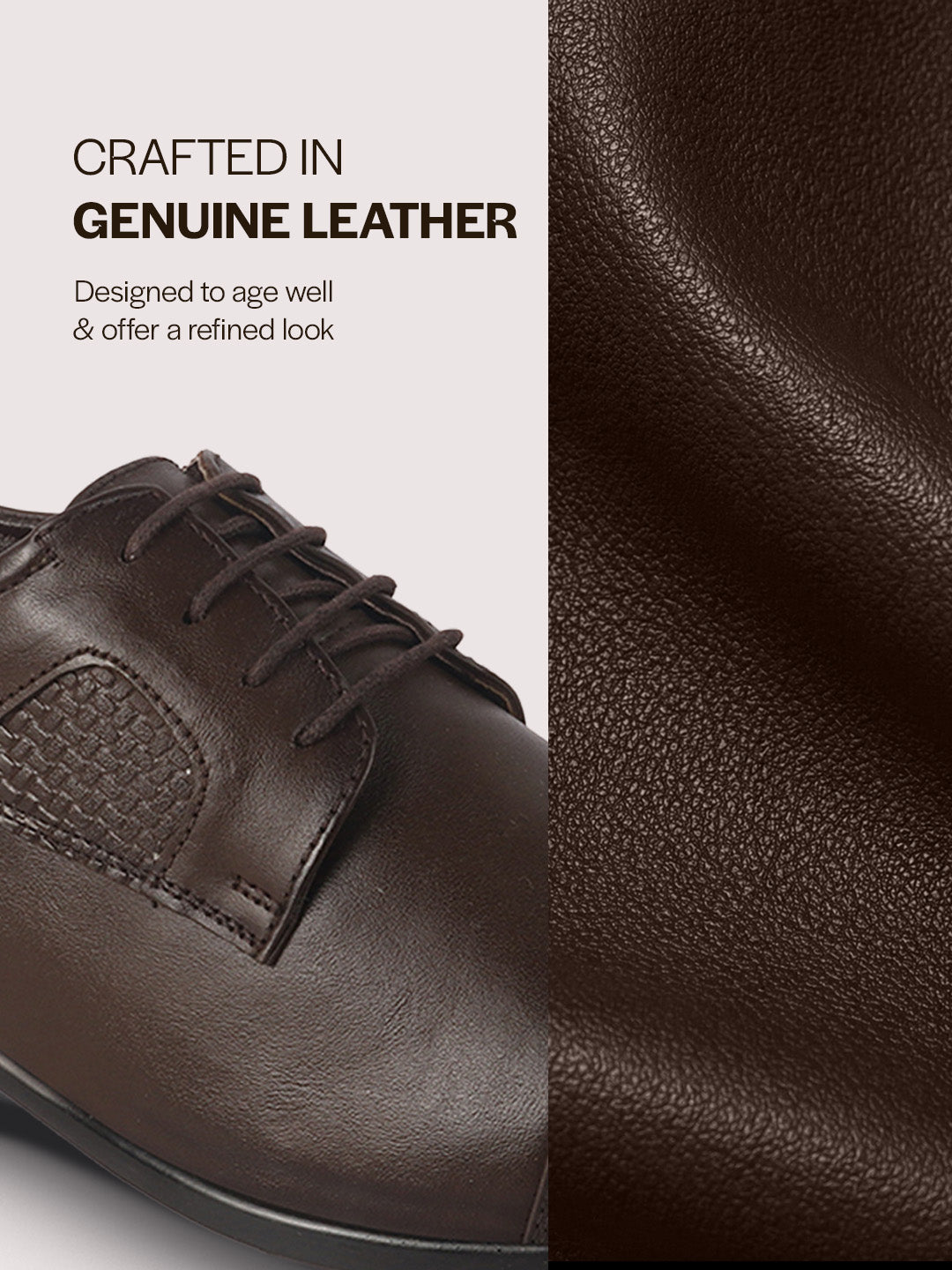 Men Brown Genuine Leather Cap Toe Formal Textured Lace Up Oxford Shoes|Anti Skid TPR Sole for All Day Long|Tuxedo Classic Brogue Shoe for Office, Wedding, Travel, Events