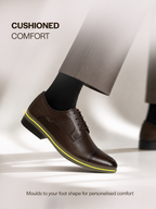 Men Brown Genuine Leather Cap Toe Formal Textured Lace Up Oxford Shoes|Anti Skid TPR Sole for All Day Long|Tuxedo Classic Brogue Shoe for Office, Wedding, Travel, Events