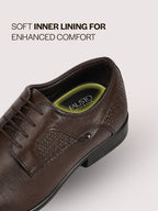 Men Brown Genuine Leather Cap Toe Formal Textured Lace Up Oxford Shoes|Anti Skid TPR Sole for All Day Long|Tuxedo Classic Brogue Shoe for Office, Wedding, Travel, Events