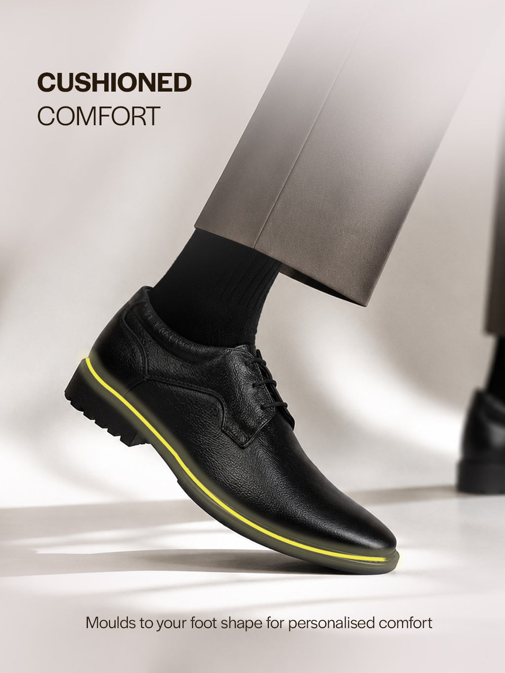 Men Black Genuine Leather Lace Up Formal Derby Shoes|TPR Welted Sole for All Day Comfort|Memory Cushioned Insole Shoe for Office, Meeting, Travel, Events