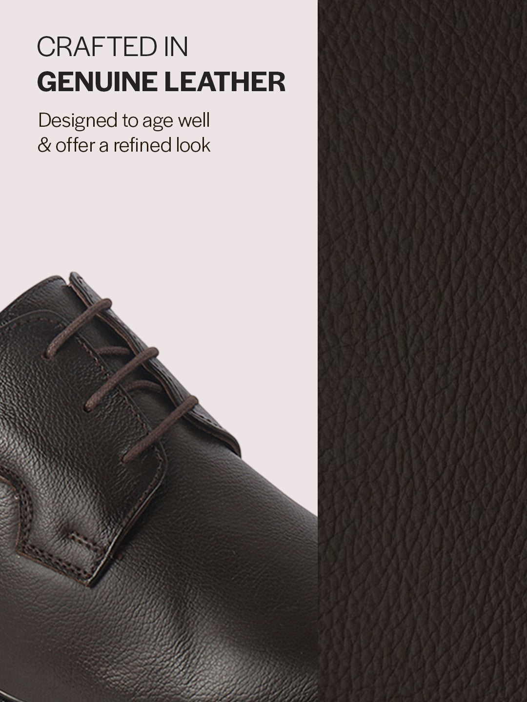 Men Brown Genuine Leather Lace Up Formal Derby Shoes|TPR Welted Sole for All Day Comfort|Memory Cushioned Insole Shoe for Office, Meeting, Travel, Events