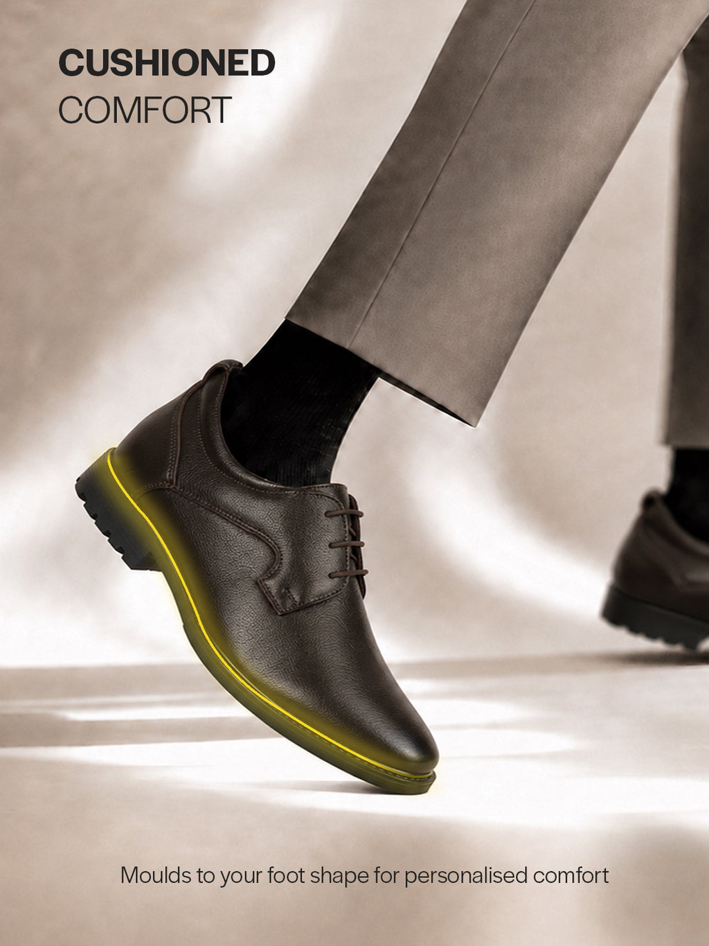 Men Brown Genuine Leather Lace Up Formal Derby Shoes|TPR Welted Sole for All Day Comfort|Memory Cushioned Insole Shoe for Office, Meeting, Travel, Events