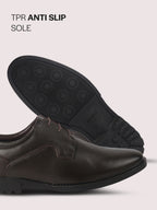 Men Brown Genuine Leather Lace Up Formal Derby Shoes|TPR Welted Sole for All Day Comfort|Memory Cushioned Insole Shoe for Office, Meeting, Travel, Events